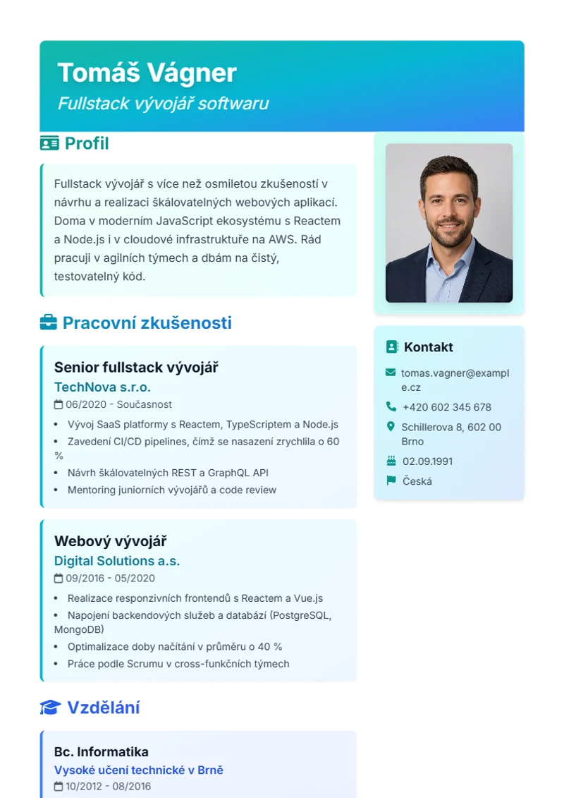 Šablona životopisu Artistic – ukázka