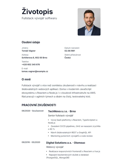 Lebenslauf-Vorlage Sidebar
