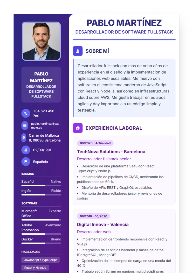 Plantilla de currículum Journey – modelo según DIN 5008