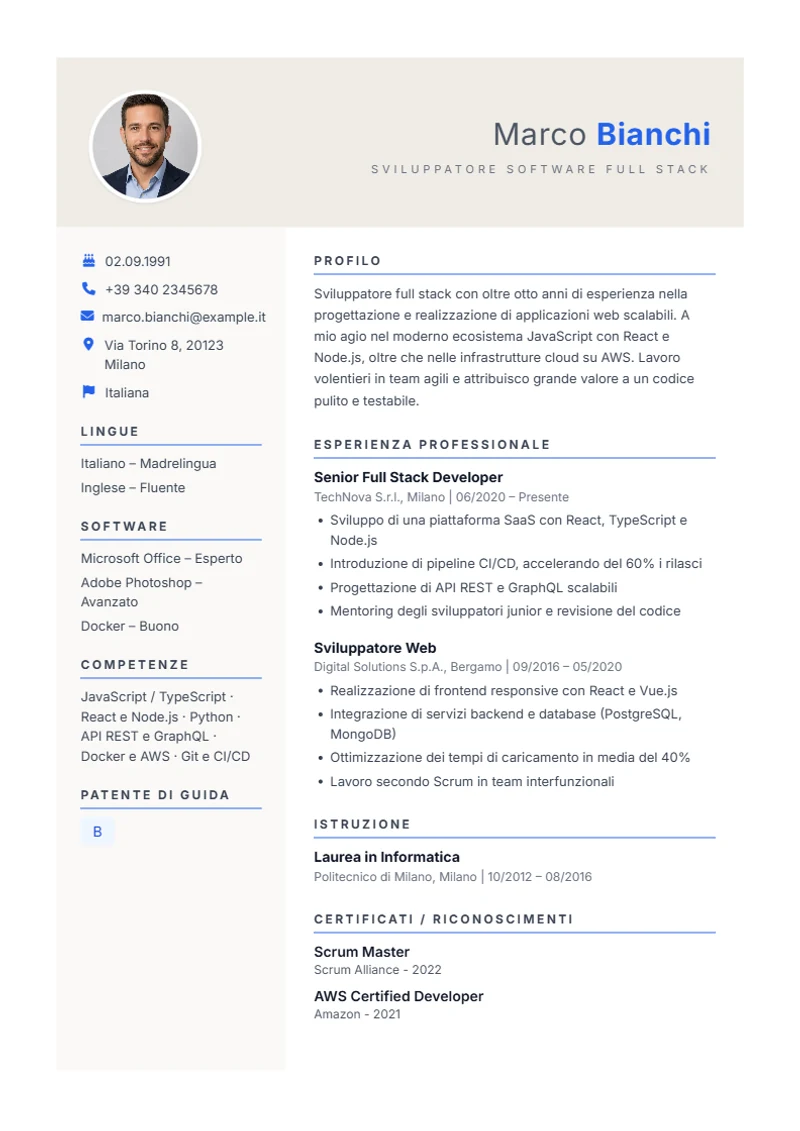 Modello di curriculum Weber – esempio conforme alla DIN 5008