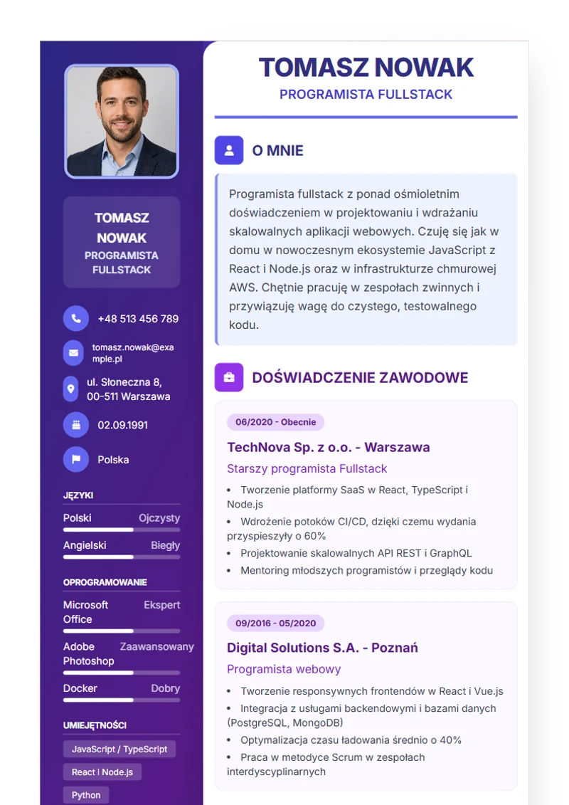 Szablon CV Journey – wzór zgodny z DIN 5008