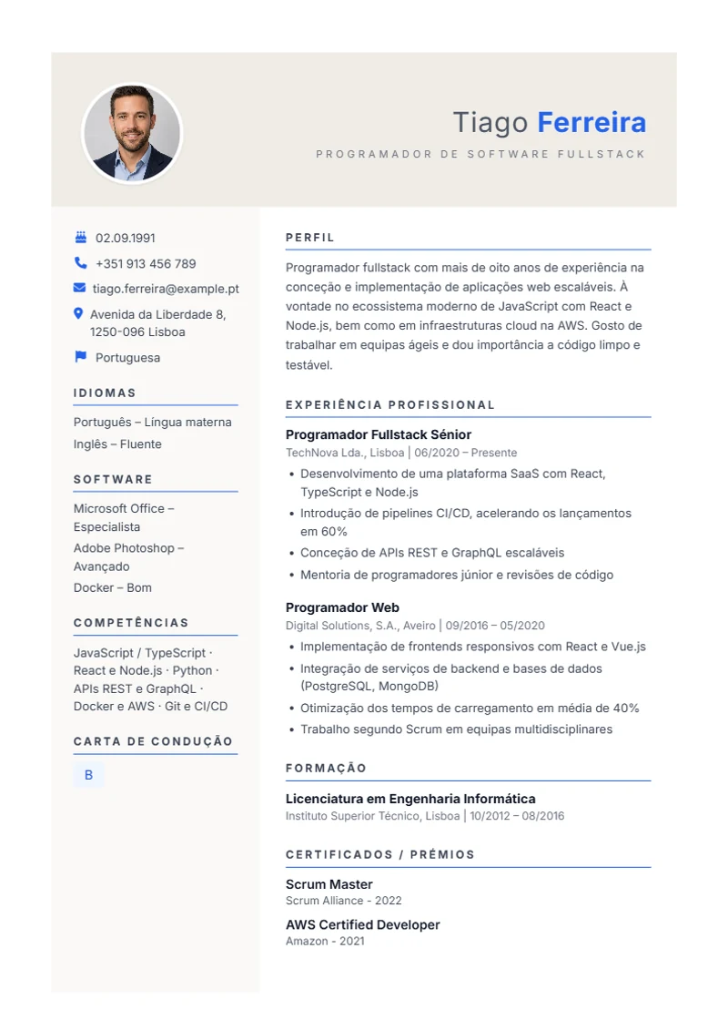 Modelo de currículo Weber – exemplo conforme a DIN 5008