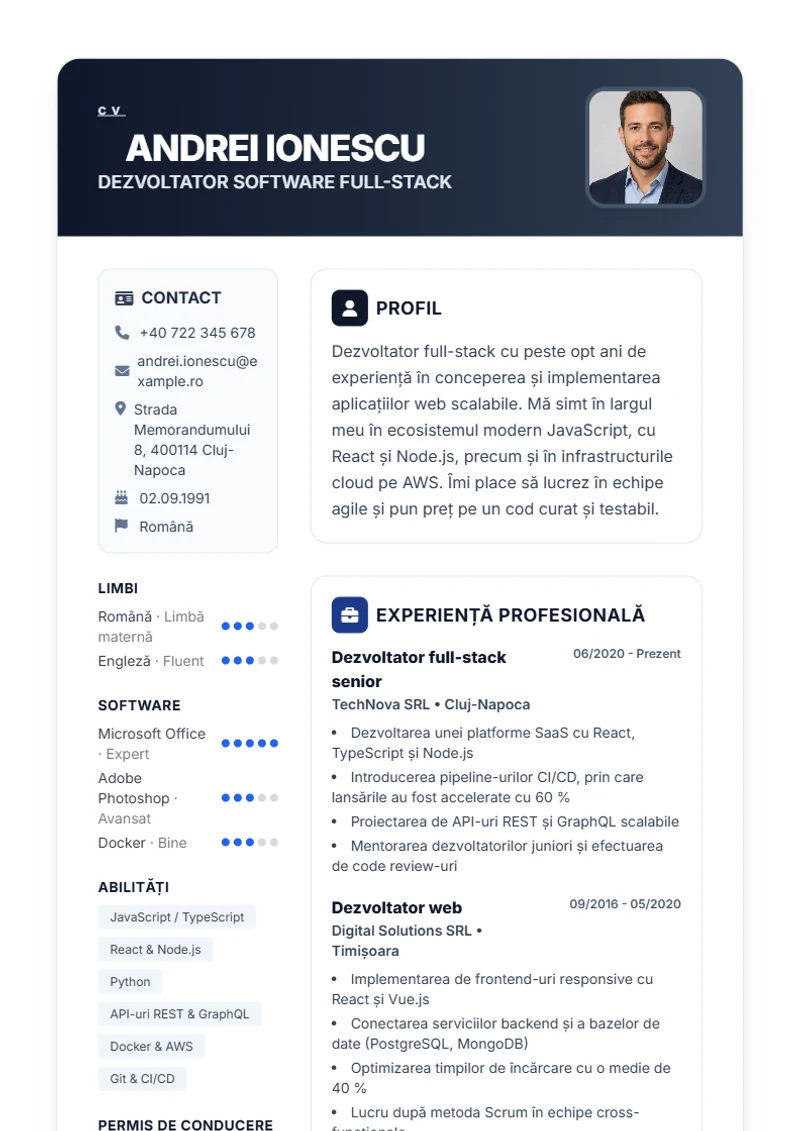 Model de CV Trust – exemplu