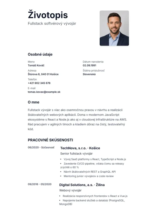 Lebenslauf-Vorlage Sidebar