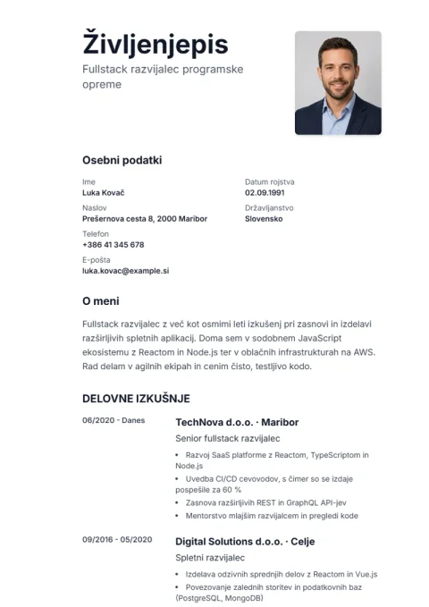 Lebenslauf-Vorlage Sidebar