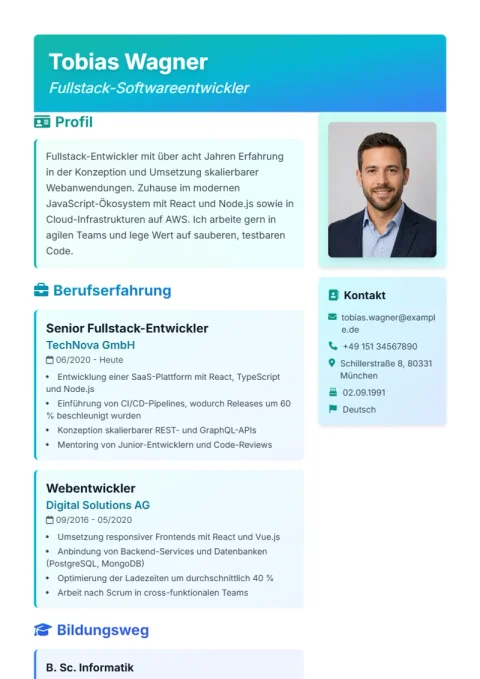 Lebenslauf-Vorlage Artistic