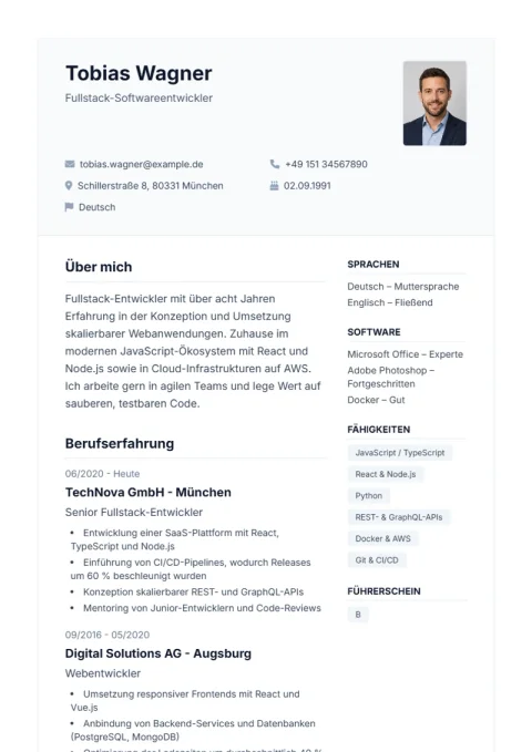 Lebenslauf-Vorlage De Professional