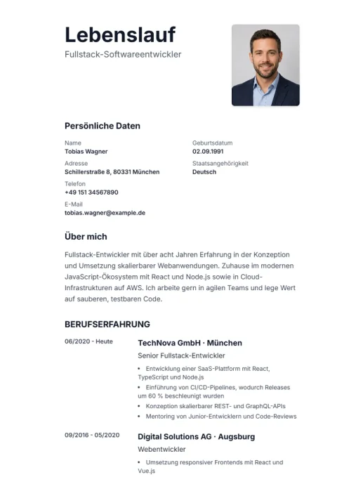 Lebenslauf-Vorlage Sidebar
