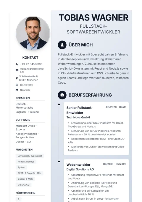 Lebenslauf-Vorlage Timeline
